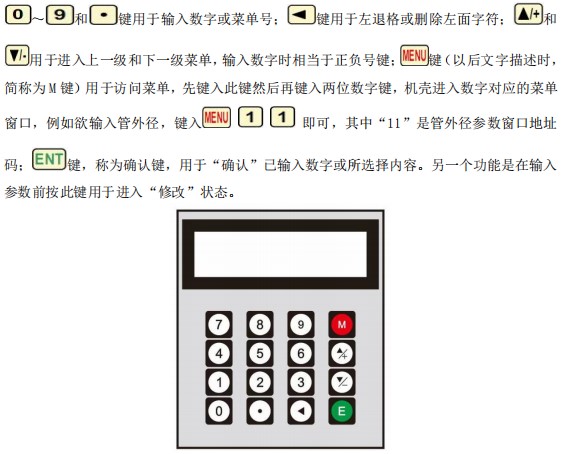 夾裝式超聲波流量計(jì)按鍵面板說(shuō)明圖